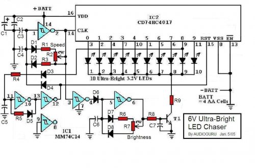 6V Ultra-Bright LED Chaser Circuit on off switch wiring diagram for solar light 